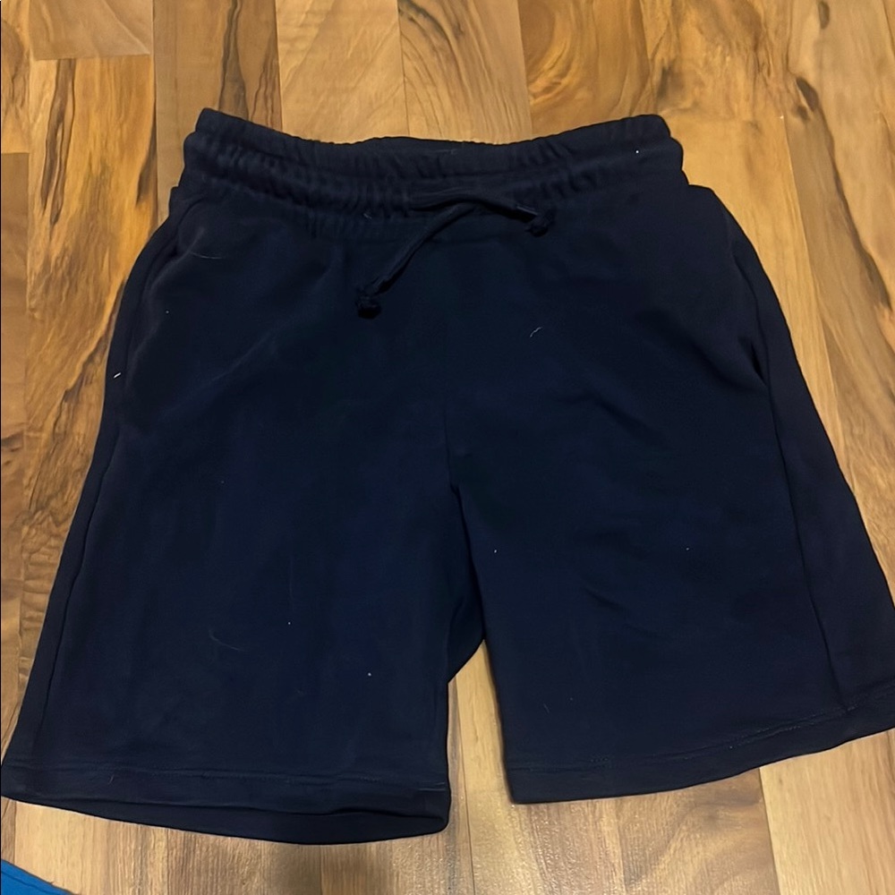 Blue Athletic Shorts with Elastic Waistband and Drawstring